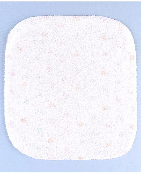 Babyhug Cotton Knit Wash Cloth with Polka Dots & Floral Print Pack of 6 - Pink White & Light Blue