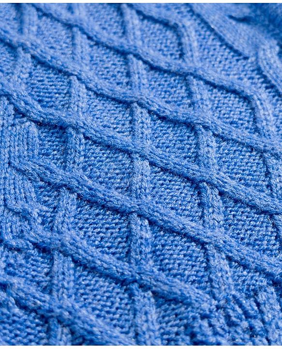 Pine Kids Knit Full Sleeves Pullover Sweater with Cable Knit Design -Blue