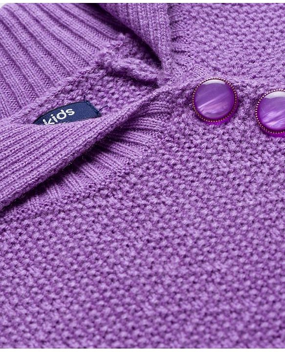 Pine Kids Knit Full Raglan Sleeves Sweater Set with Cable Knit Design - Purple