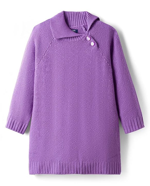 Pine Kids Knit Full Raglan Sleeves Sweater Set with Cable Knit Design - Purple