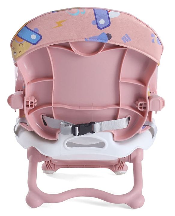 Babyhug 2 in 1 Kids Feeding Chair & Booster Chair with Removable Tray & Seat Cushion - Pink| Adjustable Height| Safety Harness| Foldable Legs| Non Slip Base| Easy to Clean| Durable Built
