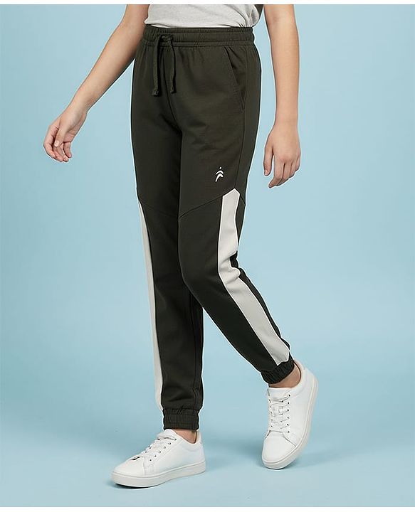 Pine Active Knit Full Length Super Stretch Jogger With Brand Logo Print - Dark Green