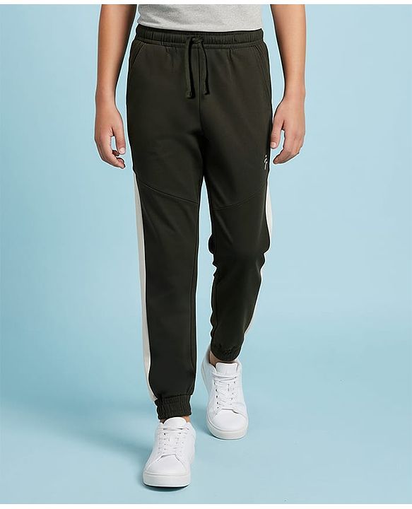 Pine Active Knit Full Length Super Stretch Jogger With Brand Logo Print - Dark Green