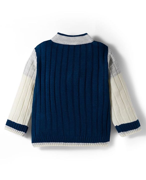 Babyhug Disney Woven Full Sleeves Front Open Sweater With Mickey Mouse Graphics - Navy Blue