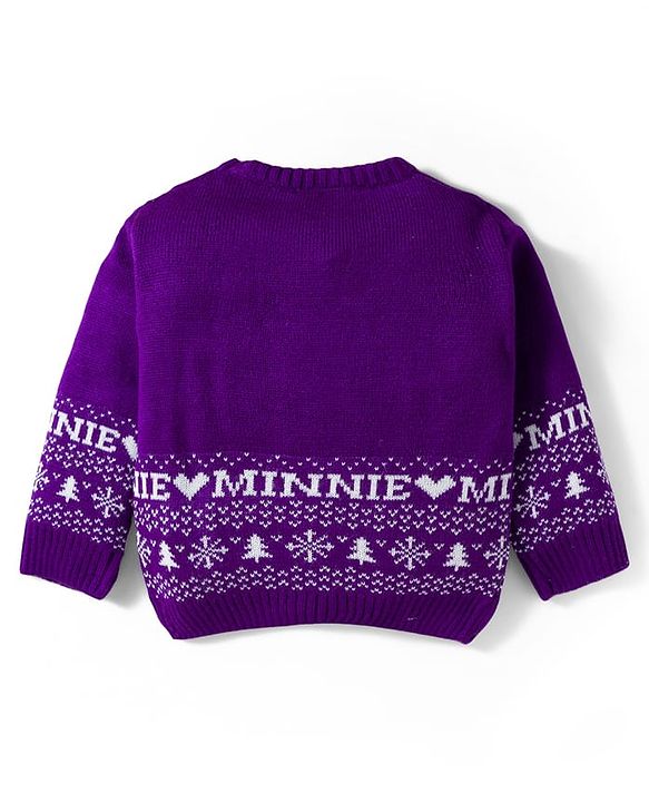 Babyhug Disney Woven Full Sleeves Sweater Set With Minnie Mouse Graphics - Purple