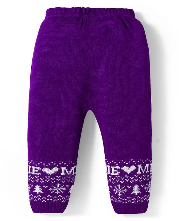 Babyhug Disney Woven Full Sleeves Sweater Set With Minnie Mouse Graphics - Purple