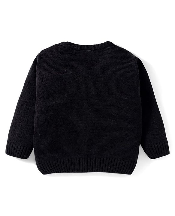 Babyhug Disney Woven Full Sleeves Sweater Set With Mickey Mouse Graphics & Cap - Navy Blue & Red