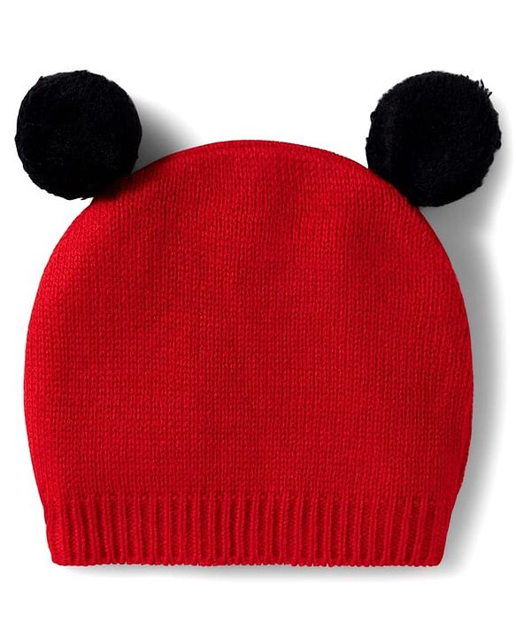 Babyhug Disney Woven Full Sleeves Sweater Set With Mickey Mouse Graphics & Cap - Navy Blue & Red