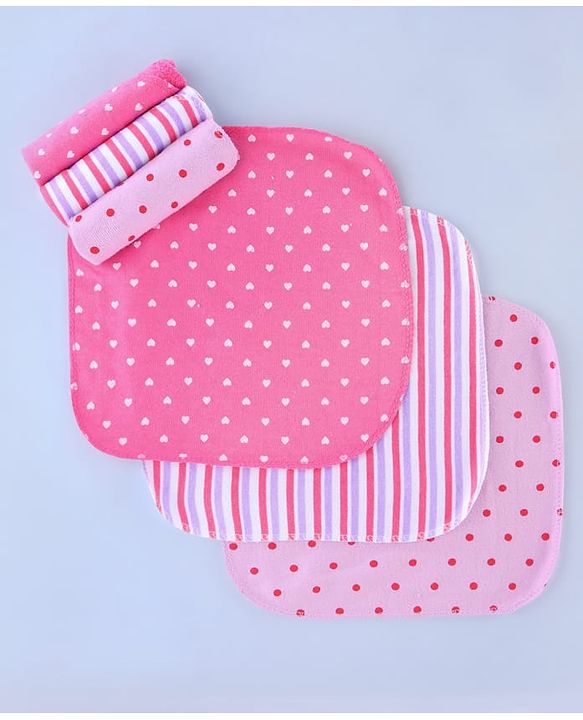 Babyhug Cotton Knit Hand & Face Towel Pack Of 6  L 23 x B 23 cm - Multicolour