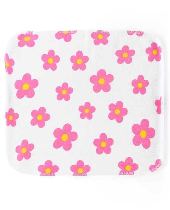 Babyhug Cotton Knit Hand & Face Towel With Floral Print Pack Of 6 L 23 x B 23 cm - Multicolour