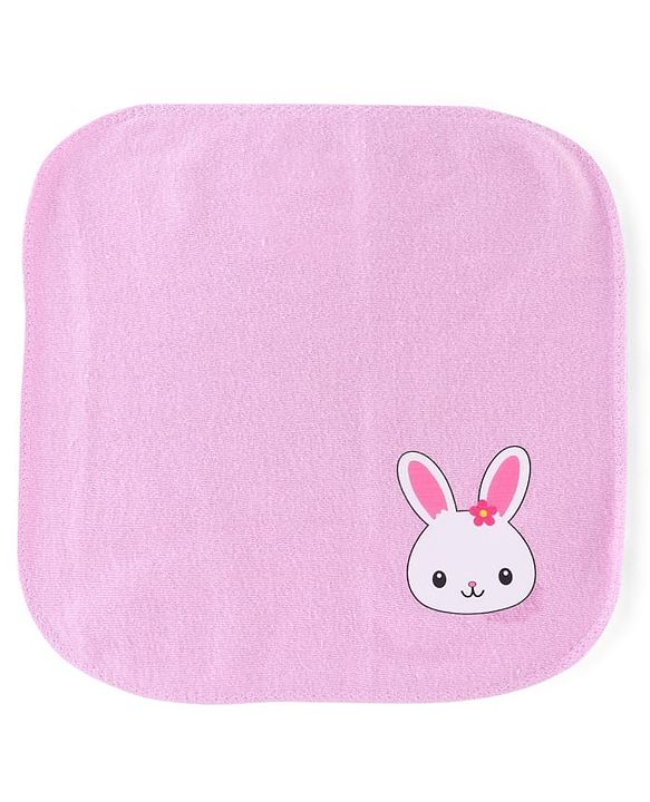Babyhug Cotton Knit Hand & Face Towel With Floral Print Pack Of 6 L 23 x B 23 cm - Multicolour