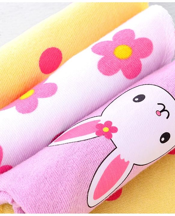 Babyhug Cotton Knit Hand & Face Towel With Floral Print Pack Of 6 L 23 x B 23 cm - Multicolour