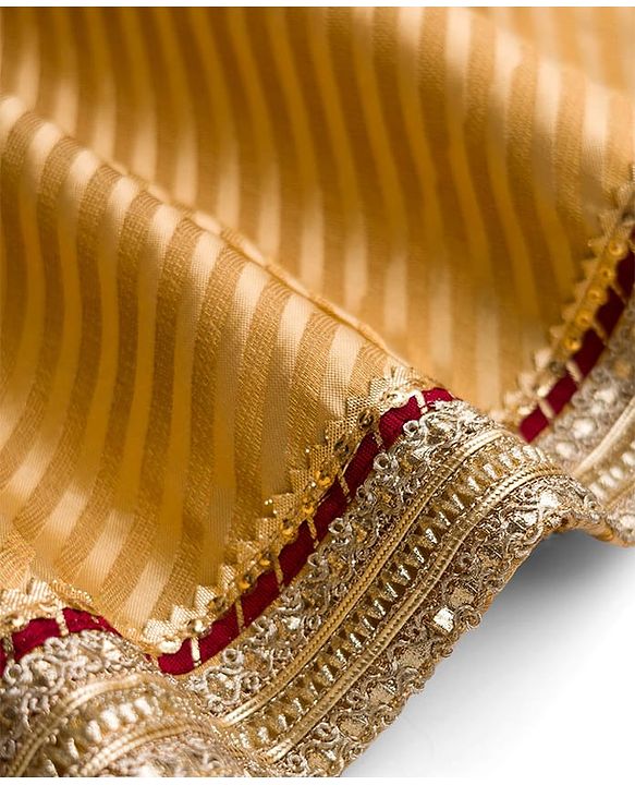 Babyhug Brocade Woven Puff Sleeves Choli Lehenga & Dupatta Set with Floral Embroidery - Red & Beige