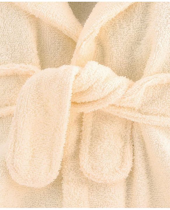 Babyhug Cotton Terry Woven Full Sleeves Hooded Bathrobe with Bear Embroidery - White