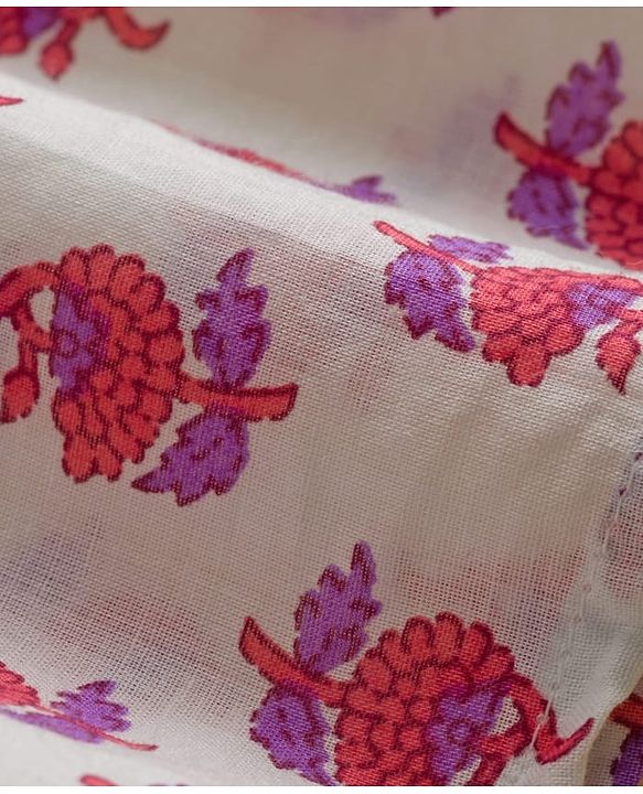 Babyhug Cotton Cambric Woven Full Sleeves Kurta Dhoti Set with Floral Print - White & Purple