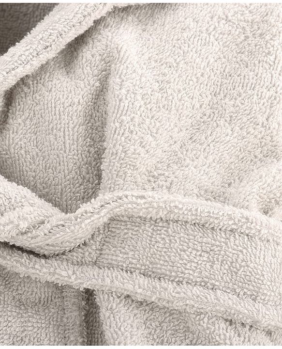 Babyhug Cotton Terry Woven Full Sleeves Hooded Bathrobe with Elephant Embroidery - Grey
