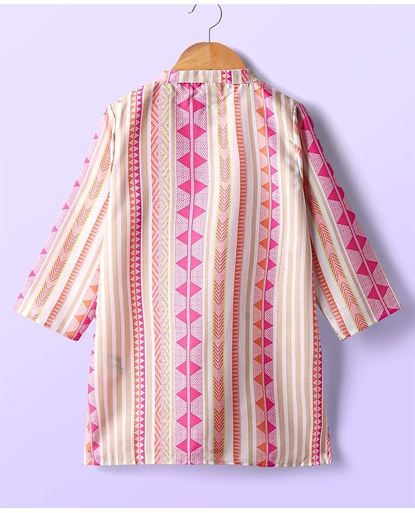 Babyhug Cotton Woven Full Sleeves Cambric Printed Kurta Dhoti Set - Multicolour
