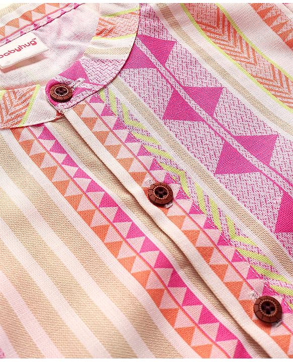 Babyhug Cotton Woven Full Sleeves Cambric Printed Kurta Dhoti Set - Multicolour