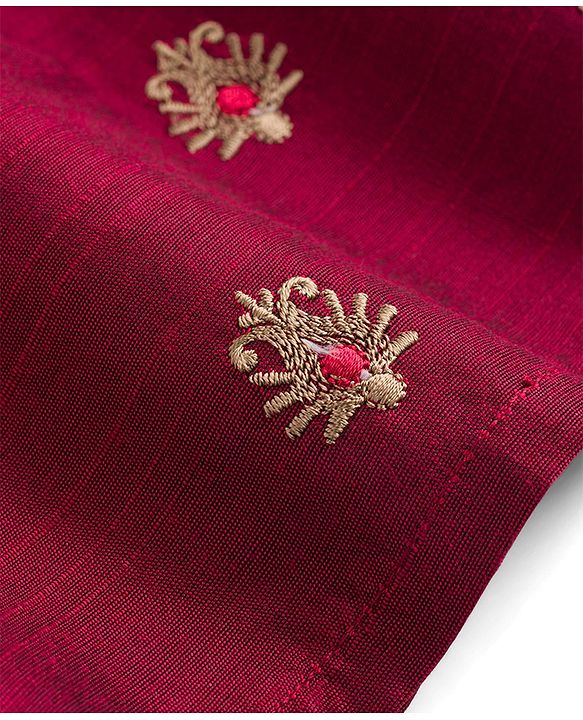 Babyhug Woven Full Sleeves Floral Embroidered Kurta with Pyjama Set - Maroon