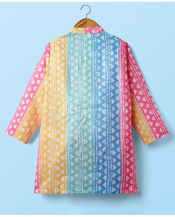 Babyhug Cotton Woven Full Sleeves Kurta Dhoti Set with Abstract Print - Multicolor