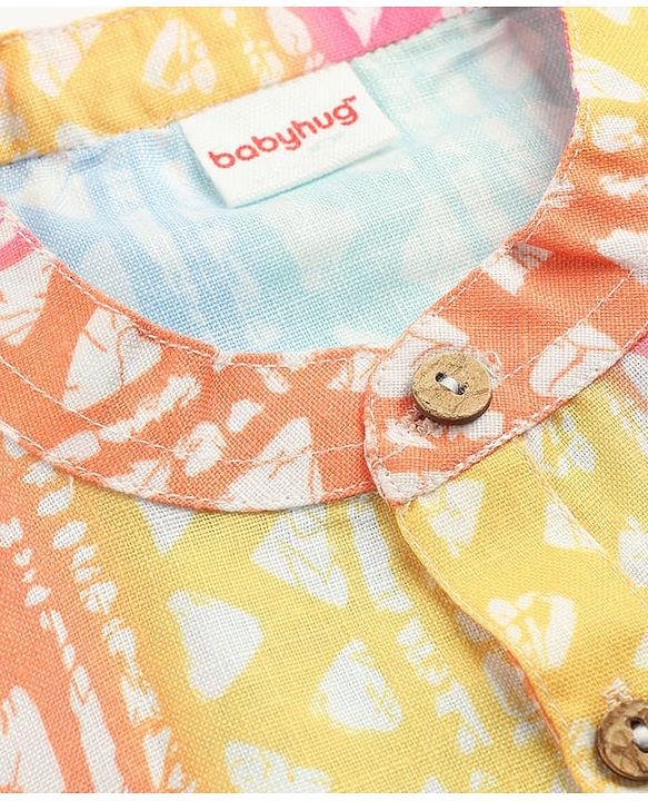 Babyhug Cotton Woven Full Sleeves Kurta Dhoti Set with Abstract Print - Multicolor