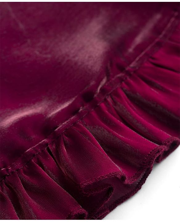 Babyhug Woven Sleeveless Embroidered Blouse With Glass Nylon Solid Saree - Wine