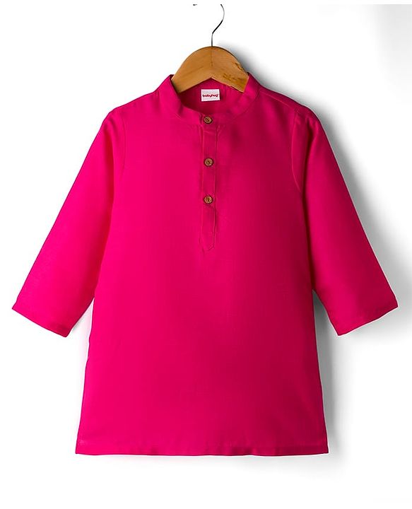 Babyhug Woven Full Sleeves Kurta Pajama Set with Jacket & Floral Print - Dark Pink