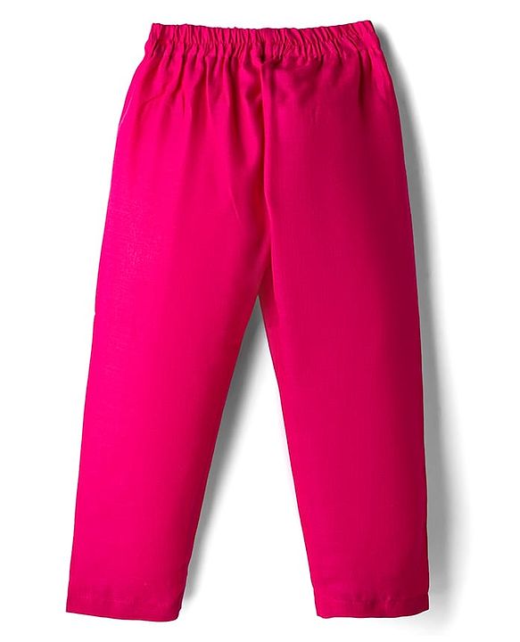 Babyhug Woven Full Sleeves Kurta Pajama Set with Jacket & Floral Print - Dark Pink