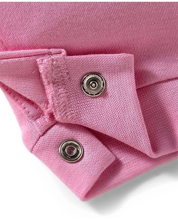 Babyhug 100% Cotton Knit Full Sleeves Bunny Embroidered Romper With Hairband & Booties - Pink