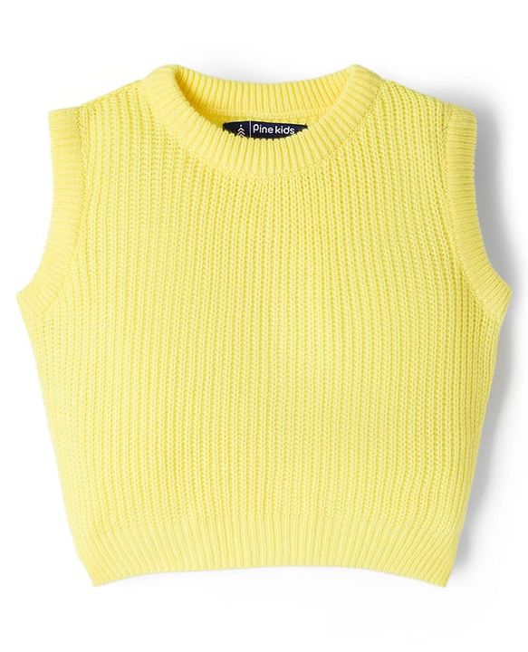 Pine Kids Knit Full Sleeves Front Open Sweater With Inner Tee & Cable Knit Design - Orange