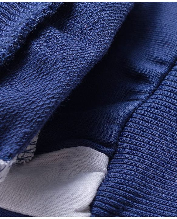 Babyhug Terry Knit Full Doctor Sleeves T-Shirt & Joggers Set with Soccer Tournament Text Print - Red & Navy Blue