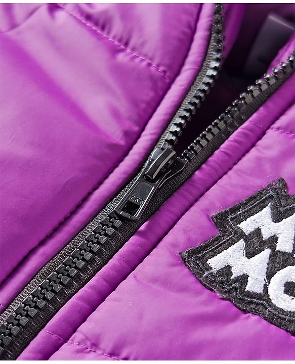 Babyhug Disney Woven Full Sleeves Hooded Padded Jacket With Minnie & Friends Graphics & Fur Detailing - Purple