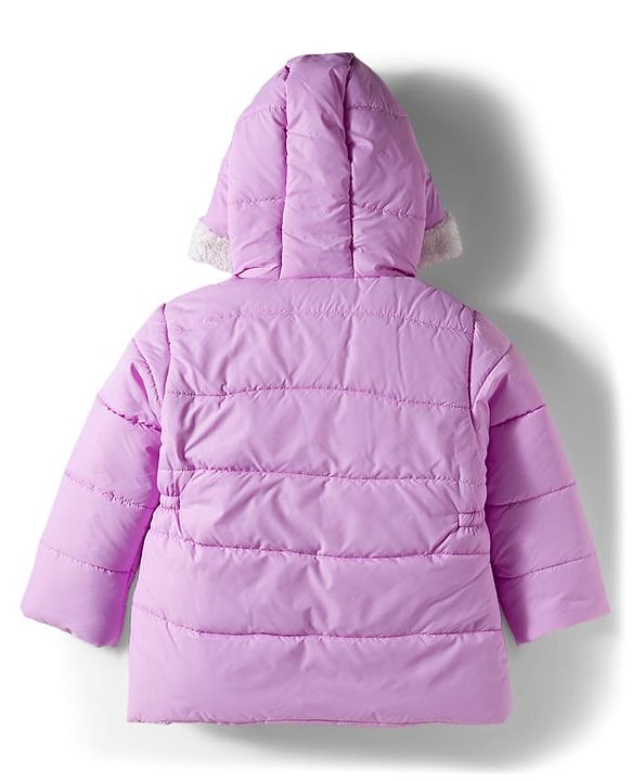 Babyhug Disney Woven Full Sleeves Hooded Padded Jacket with Marie Badge Detailing - Lavender
