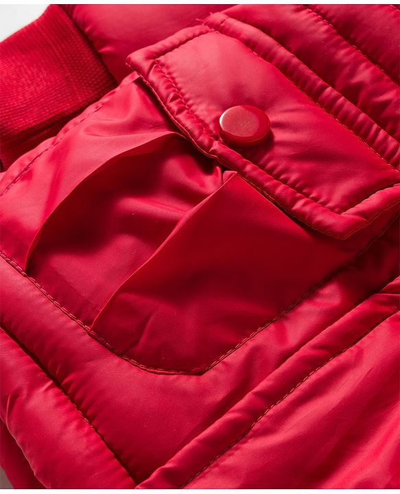 Babyhug Disney Woven Full Raglan Sleeves Hooded Padded Jacket with Minnie Mouse Print - Red