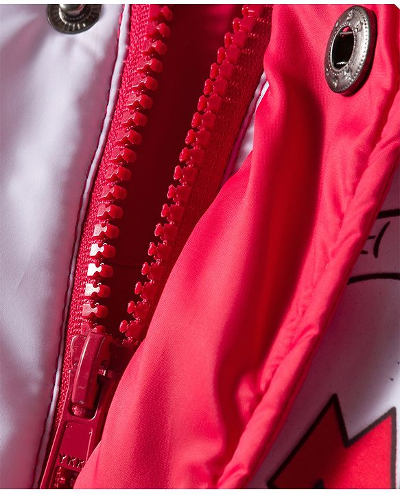 Babyhug Disney Woven Full Raglan Sleeves Hooded Padded Jacket with Minnie Mouse Print - Red