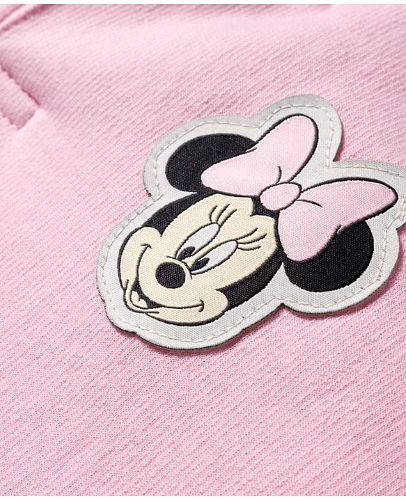 Babyhug Disney Fleece Woven Full Sleeves Hooded Sweatshirt With Sleeveless Padded Jacket With Minnie Mouse Graphic - Pink