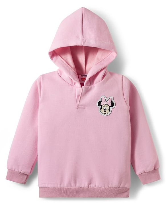 Babyhug Disney Fleece Woven Full Sleeves Hooded Sweatshirt With Sleeveless Padded Jacket With Minnie Mouse Graphic - Pink