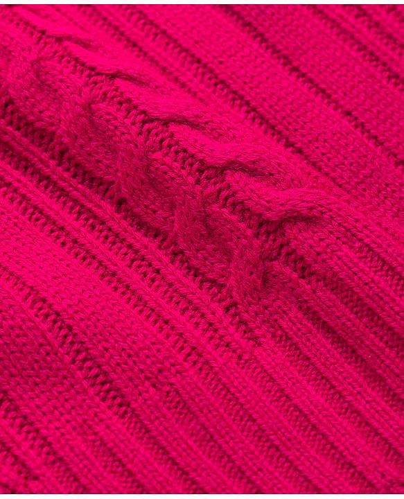 Pine Kids Knit Full Sleeves Pullover Sweater with Cable Knit Design - Dark Pink