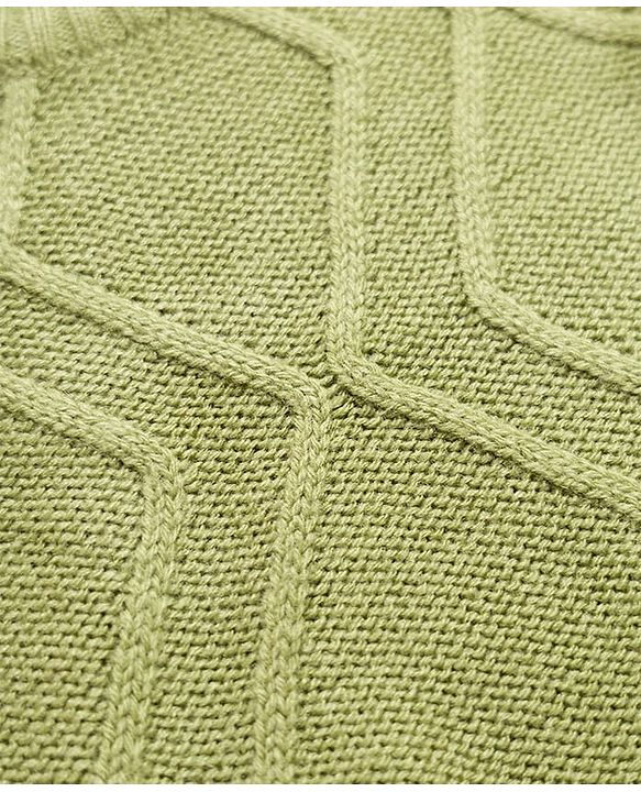 Pine Kids Knitted Full Sleeves Sweater Set With Cable Knit Design - Green