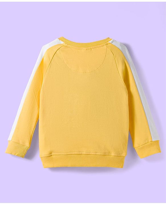 Babyhug Terry Knit Premium Light Gauge Terry Full Sleeves T-Shirt & Jogger Set with All Good Text Print - Yellow & Blue
