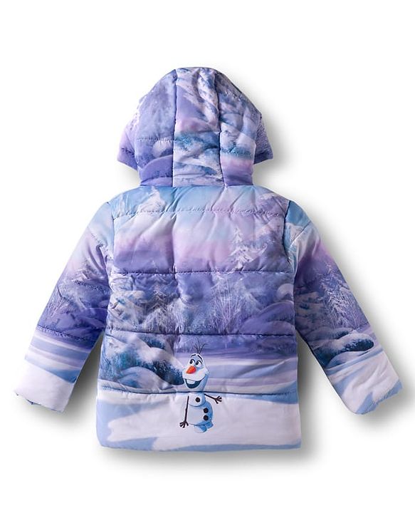 Babyhug Disney Woven Full Sleeves Hooded Padded Jacket With Elsa & Anna Graphics - Lavender