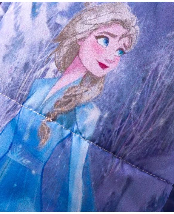 Babyhug Disney Woven Full Sleeves Hooded Padded Jacket With Elsa & Anna Graphics - Lavender