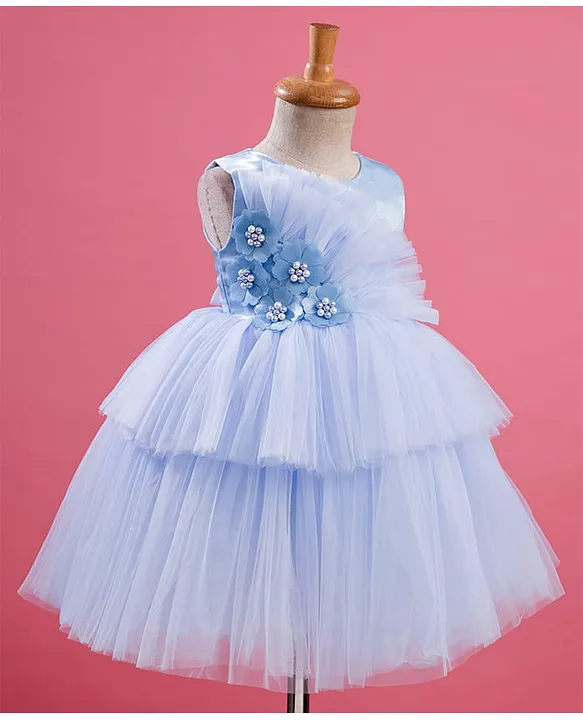 Buy Bluebell Net Woven Sleeveless Party Dress with Frill Detailing