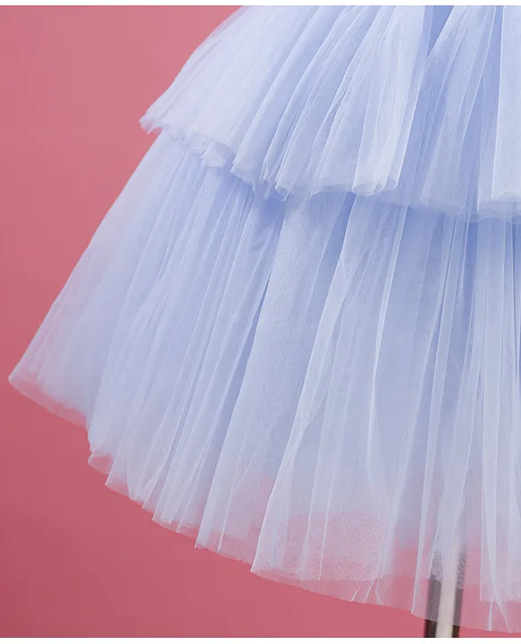Buy Bluebell Net Woven Sleeveless Party Dress with Frill Detailing