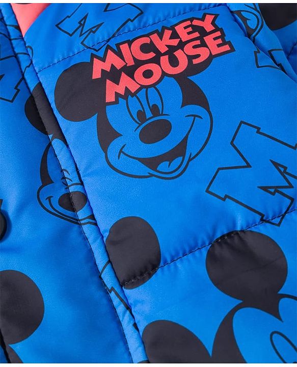 Babyhug Woven Full Sleeves Hooded Padded Jacket With Mickey & Friends Print & Ombre Effect - Multicolor