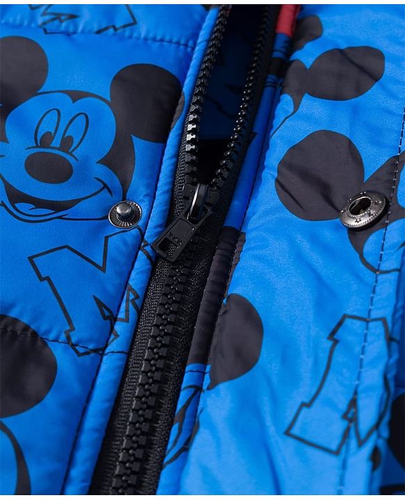 Babyhug Woven Full Sleeves Hooded Padded Jacket With Mickey & Friends Print & Ombre Effect - Multicolor