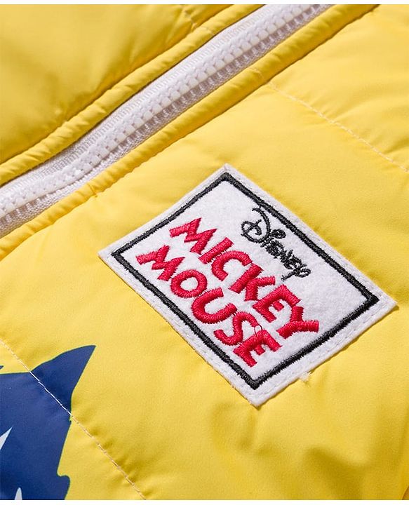 Babyhug Disney Woven Full Sleeves Hooded Winter Jacket With Mickey Mouse Graphics & Patch - Yellow