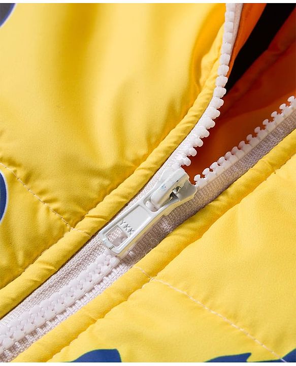 Babyhug Disney Woven Full Sleeves Hooded Winter Jacket With Mickey Mouse Graphics & Patch - Yellow
