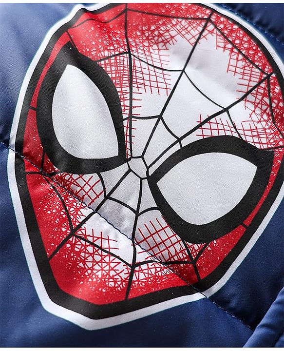 Pine Kids Marvel Woven Full Sleeves Winter Jacket With Avengers Print & Detachable Hood - Navy Blue