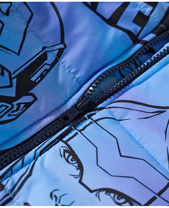 Pine Kids Marvel Woven Full Sleeves Hooded Padded Jacket with Avengers Graphic - Blue